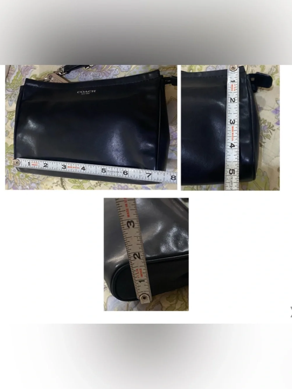 Coach Legacy Leather Wristlet Clutch Purse Bag Silver Hardware Minimalist Black - Picture 9 of 10